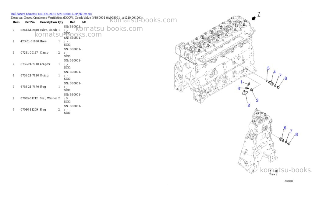 Komatsu D61EXI-24E0 S/N B60001-UP Parts catalog cover Page 6