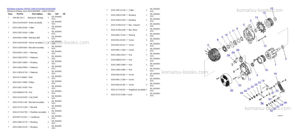 Komatsu d61ex-23m0 s/n b50001 Parts catalog cover Page 10