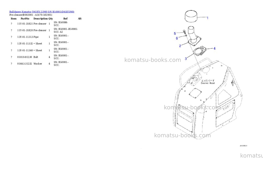 Komatsu d61ex-23m0 s/n b50001 Parts catalog cover Page 4