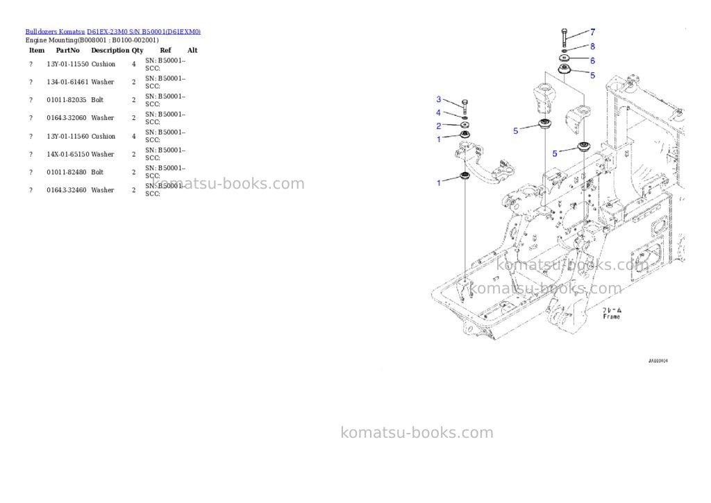 Komatsu d61ex-23m0 s/n b50001 Parts catalog cover Page 8