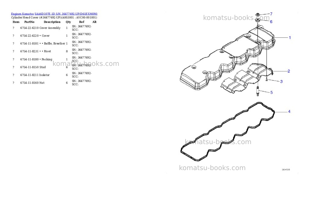 Komatsu saa6d107e-1d s/n 36477692-up Parts catalog cover Page 2