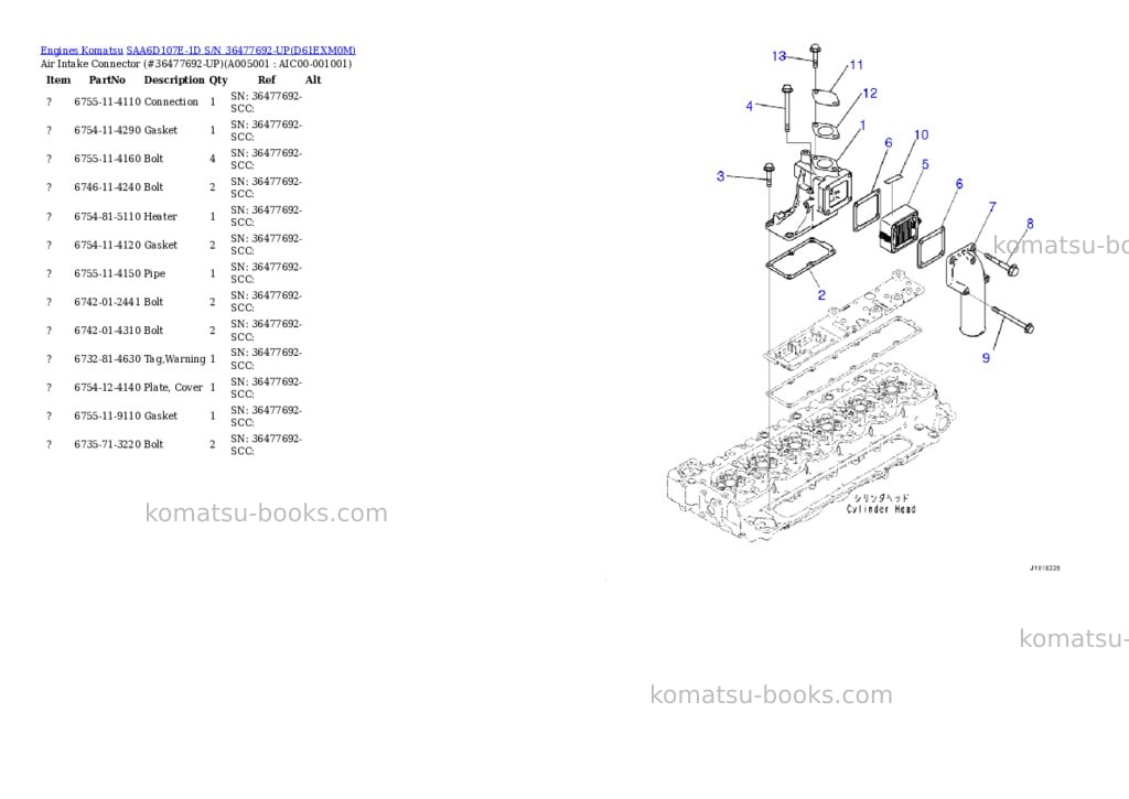 Komatsu saa6d107e-1d s/n 36477692-up Parts catalog cover Page 4
