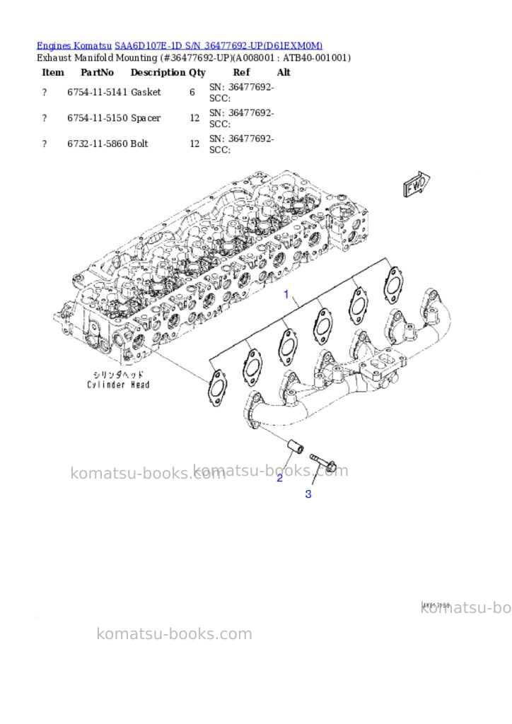 Komatsu saa6d107e-1d s/n 36477692-up Parts catalog cover Page 6