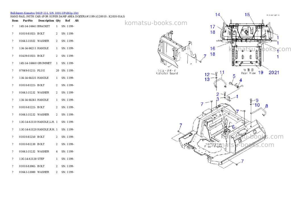 Komatsu d61p-12-l s/n 1001-up Parts catalog cover Page 10