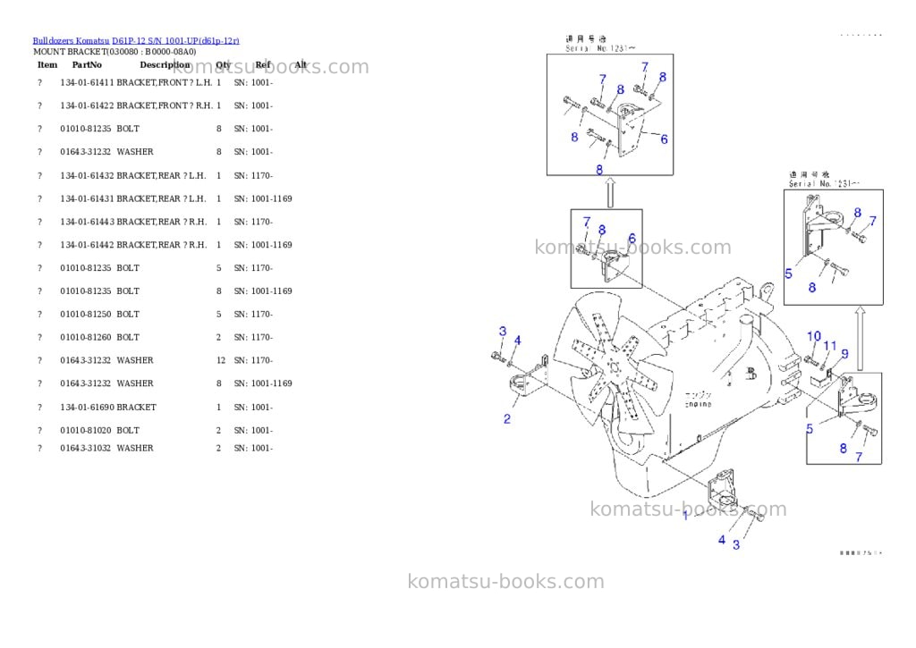 Komatsu d61p-12 s/n 1001-up overseas version Parts catalog cover Page 7