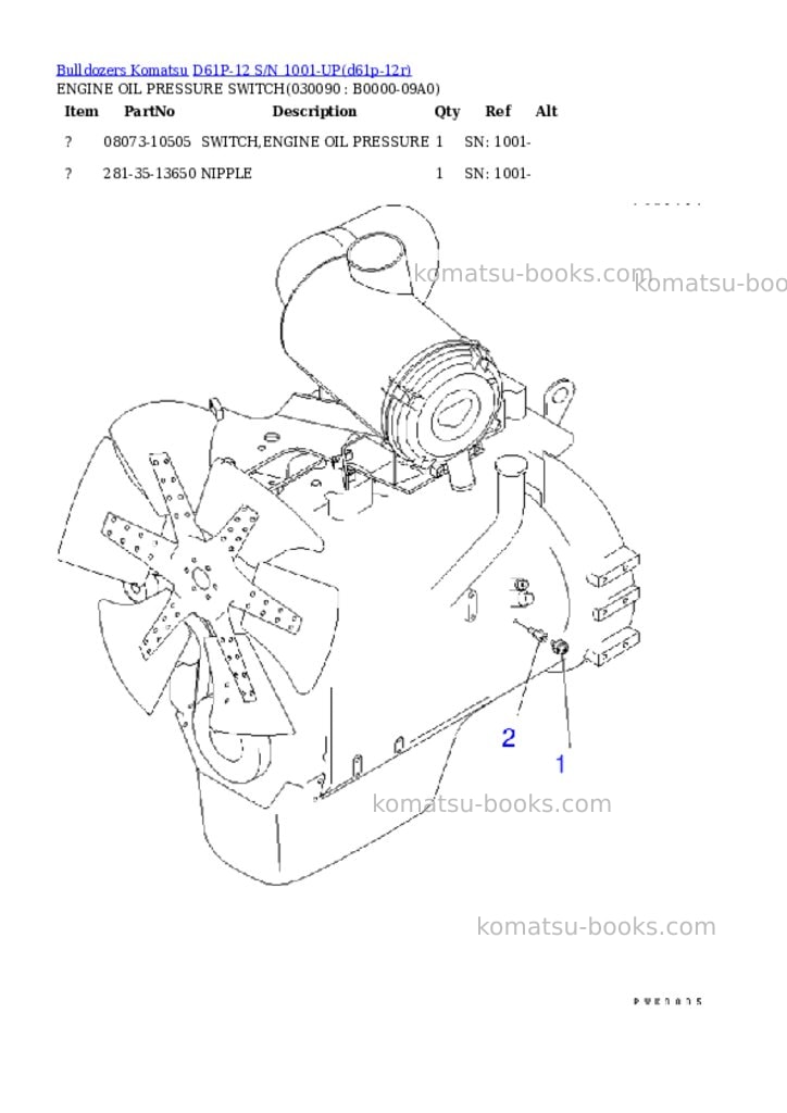 Komatsu d61p-12 s/n 1001-up overseas version Parts catalog cover Page 8