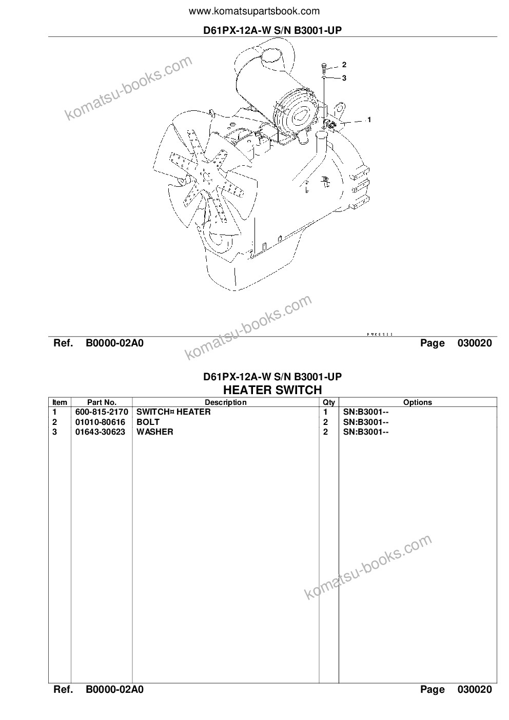 Komatsu d61px-12a-w s/n b3001-up Parts catalog cover Page 4