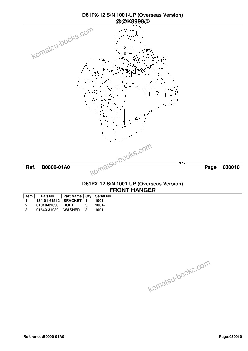 Komatsu D61PX-12 S/N 1001-UP (Overseas Version) Parts catalog cover Page 3