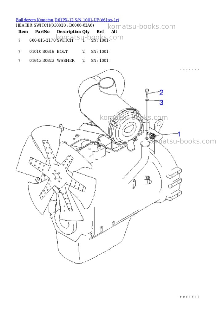 Komatsu d61px-12 s/n 1001-up overseas version Parts catalog cover