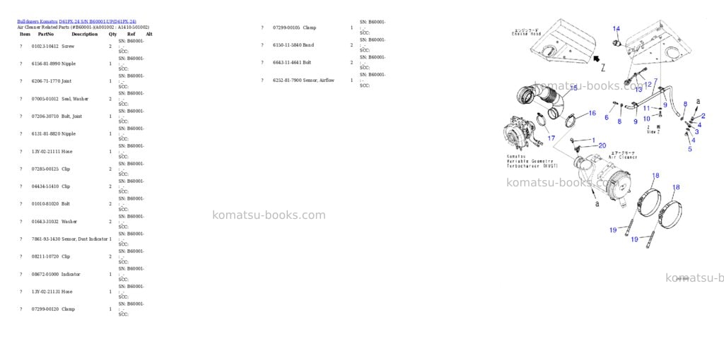 Komatsu d61px-24 s/n b60001-up Parts catalog cover