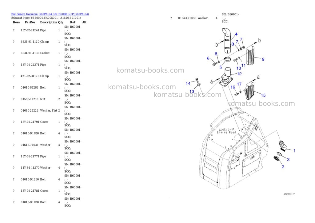 Komatsu d61px-24 s/n b60001-up Parts catalog cover Page 3