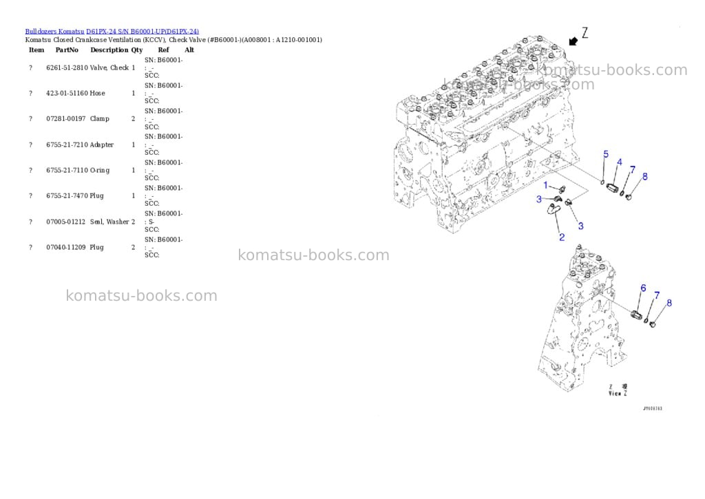 Komatsu d61px-24 s/n b60001-up Parts catalog cover Page 6