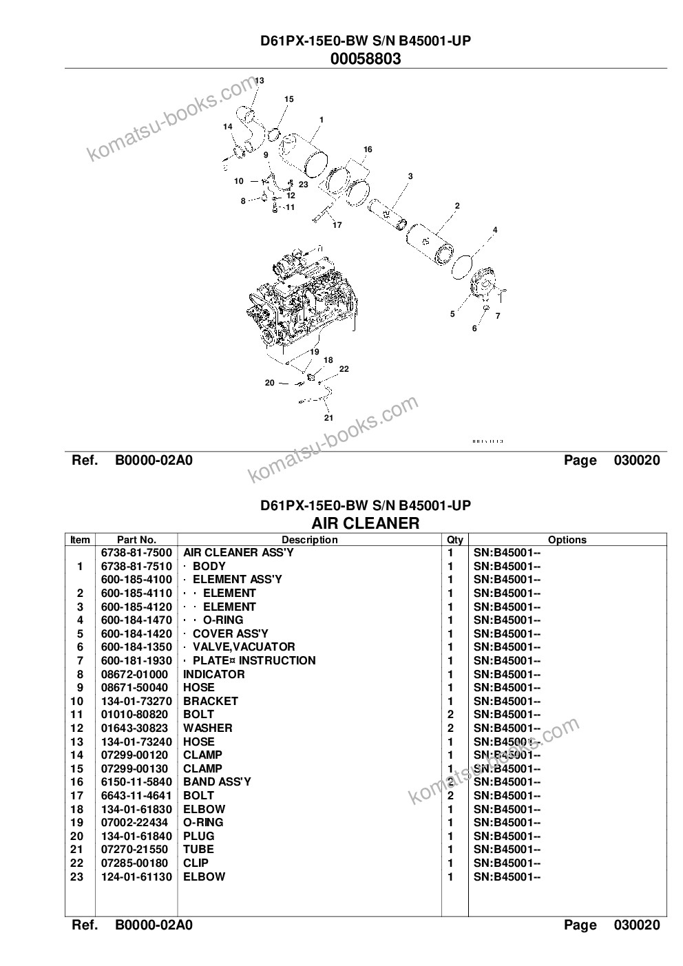 Komatsu d61px-15e0-bw s/n b45001-up Parts catalog cover Page 4