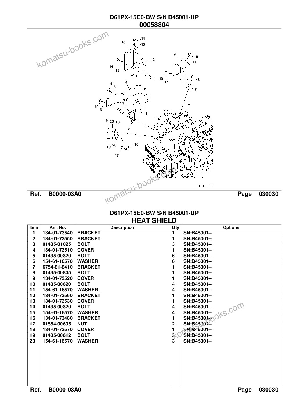 Komatsu d61px-15e0-bw s/n b45001-up Parts catalog cover Page 5