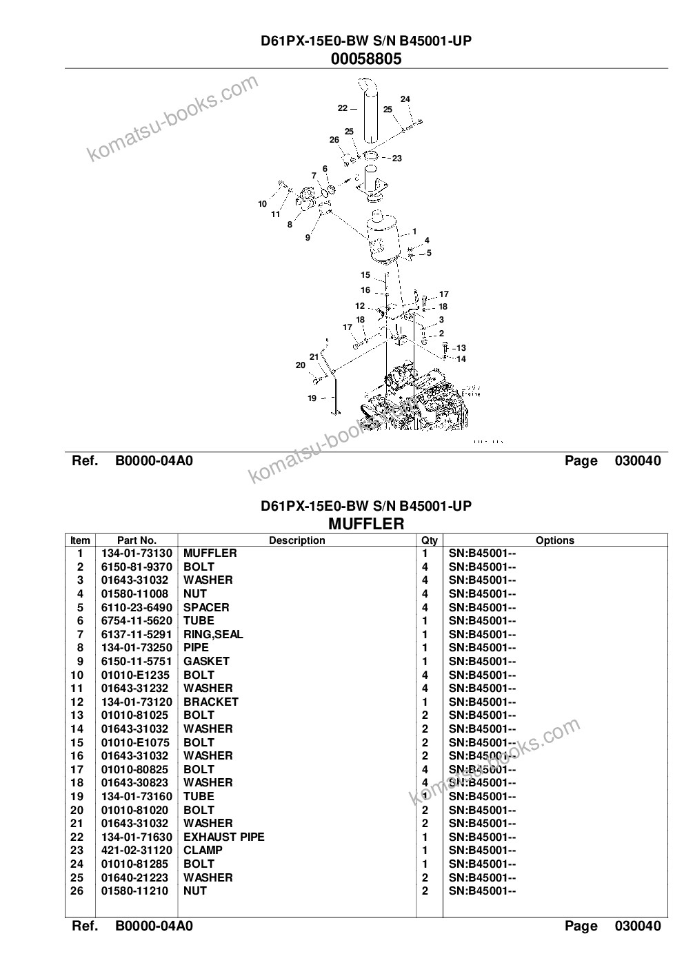 Komatsu d61px-15e0-bw s/n b45001-up Parts catalog cover Page 6