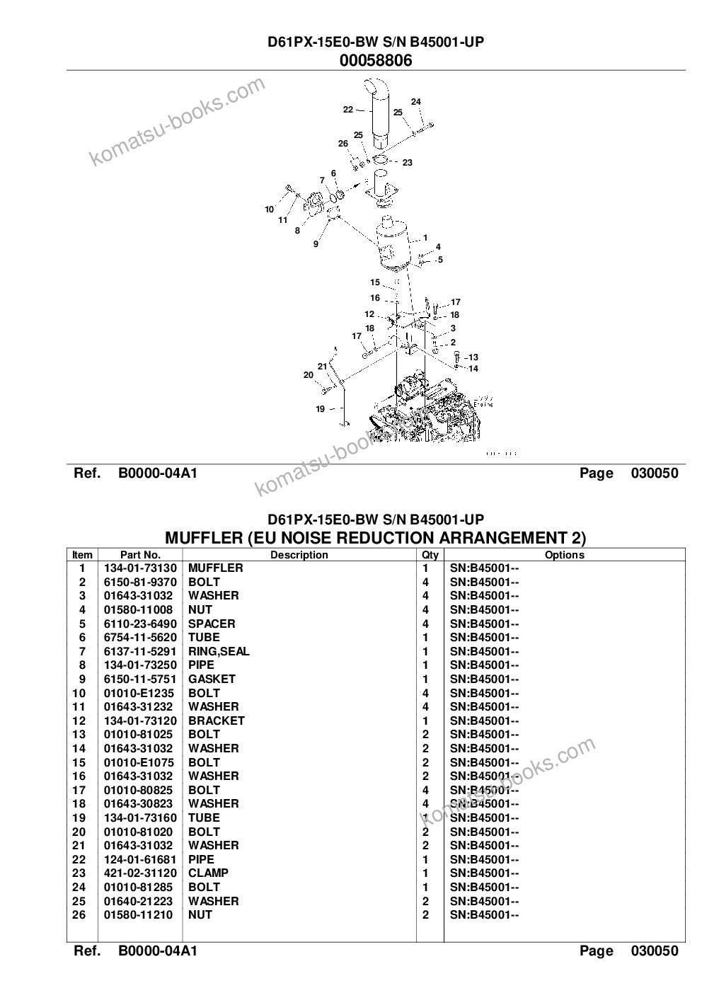 Komatsu d61px-15e0-bw s/n b45001-up Parts catalog cover Page 7