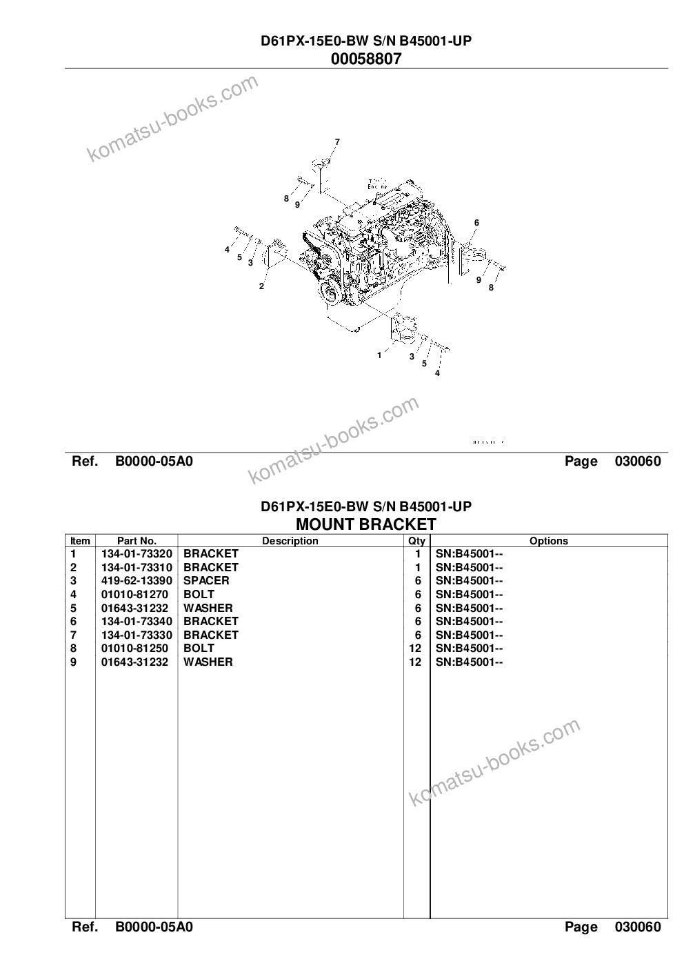Komatsu d61px-15e0-bw s/n b45001-up Parts catalog cover Page 8