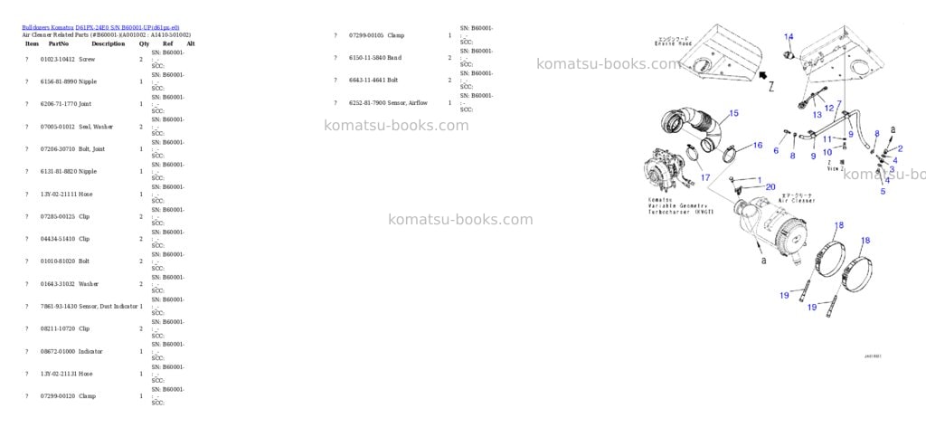 Komatsu D61PX-24E0 S/N B60001-UP Parts catalog cover