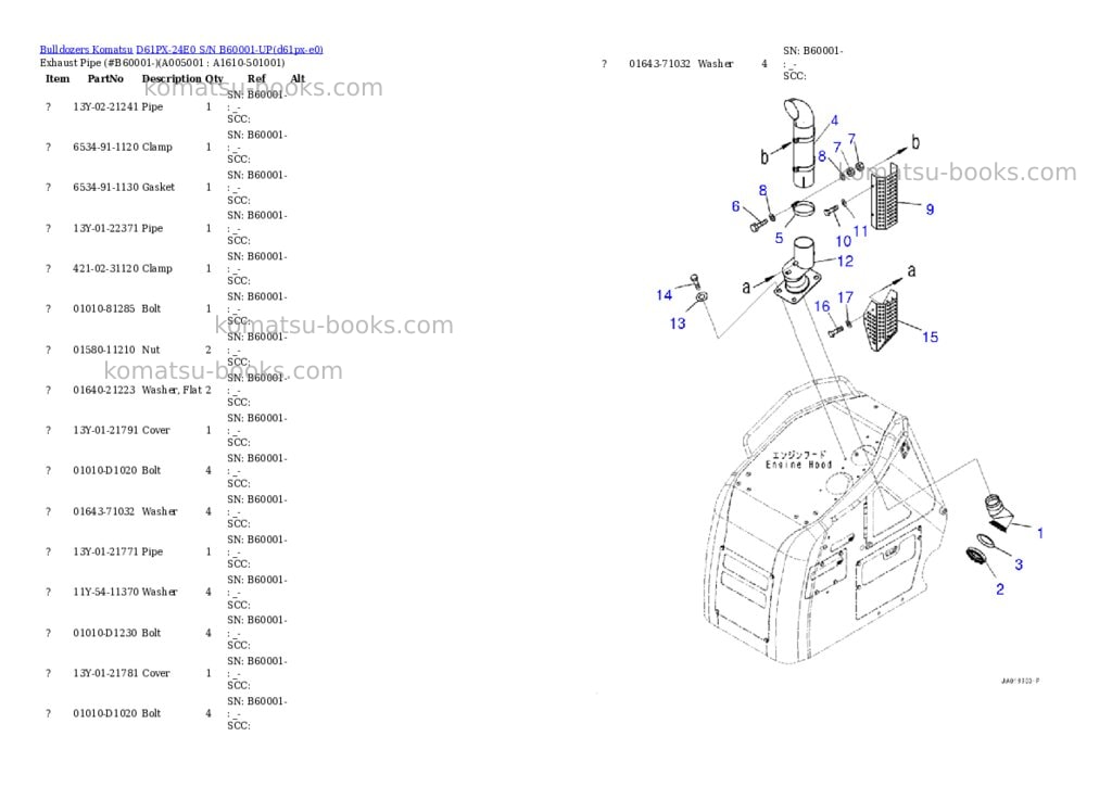 Komatsu D61PX-24E0 S/N B60001-UP Parts catalog cover Page 3