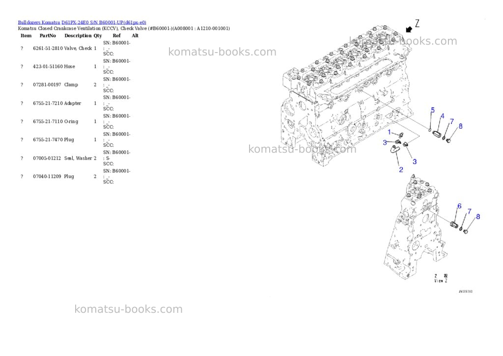 Komatsu D61PX-24E0 S/N B60001-UP Parts catalog cover Page 6