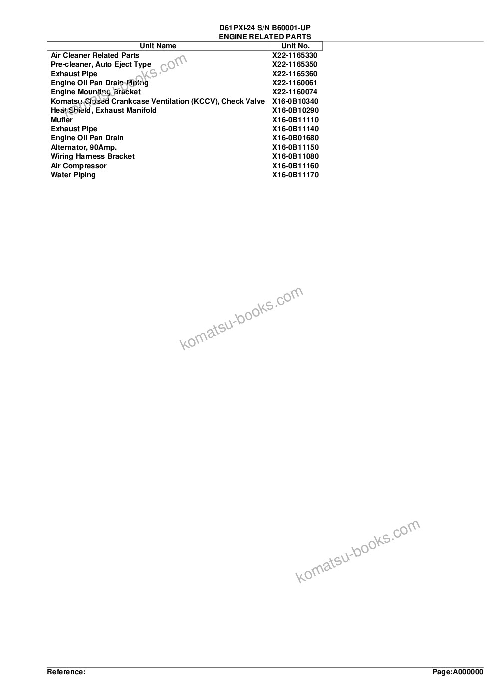 Komatsu d61pxi-24 s/n b60001-up Parts catalog cover Page 2