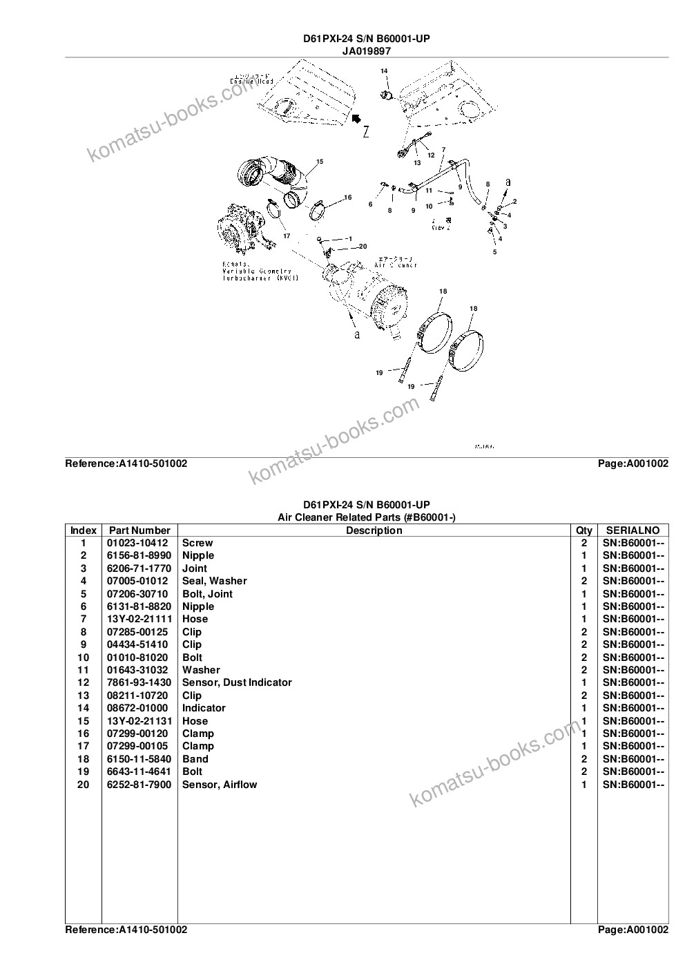 Komatsu d61pxi-24 s/n b60001-up Parts catalog cover Page 5