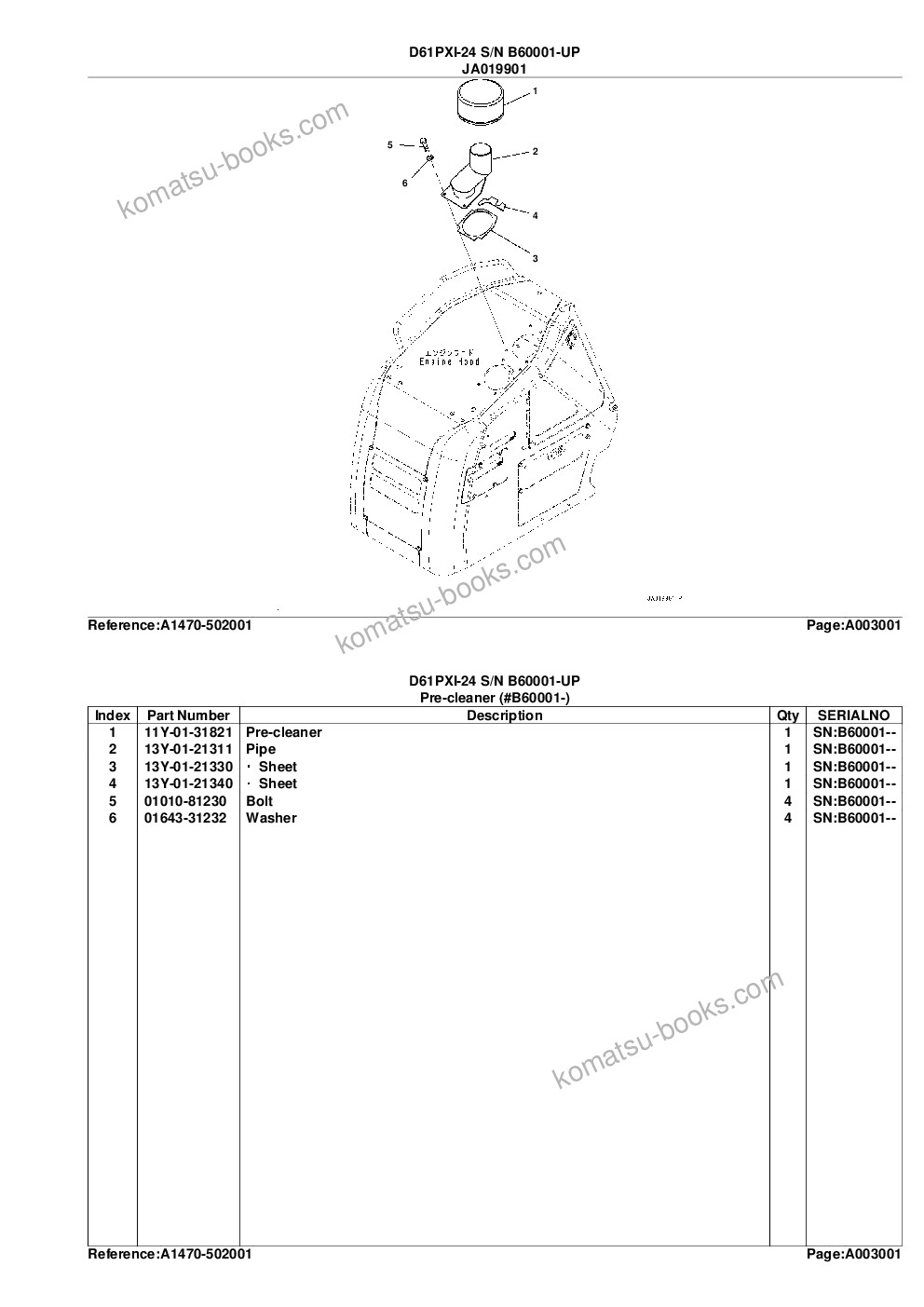 Komatsu d61pxi-24 s/n b60001-up Parts catalog cover Page 7