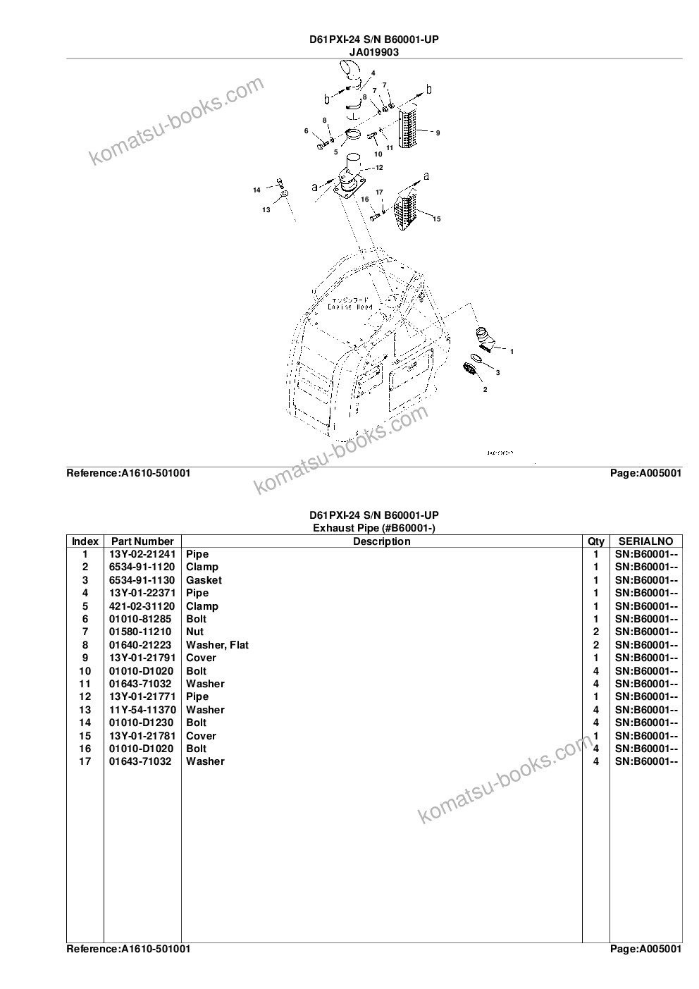Komatsu d61pxi-24 s/n b60001-up Parts catalog cover Page 9