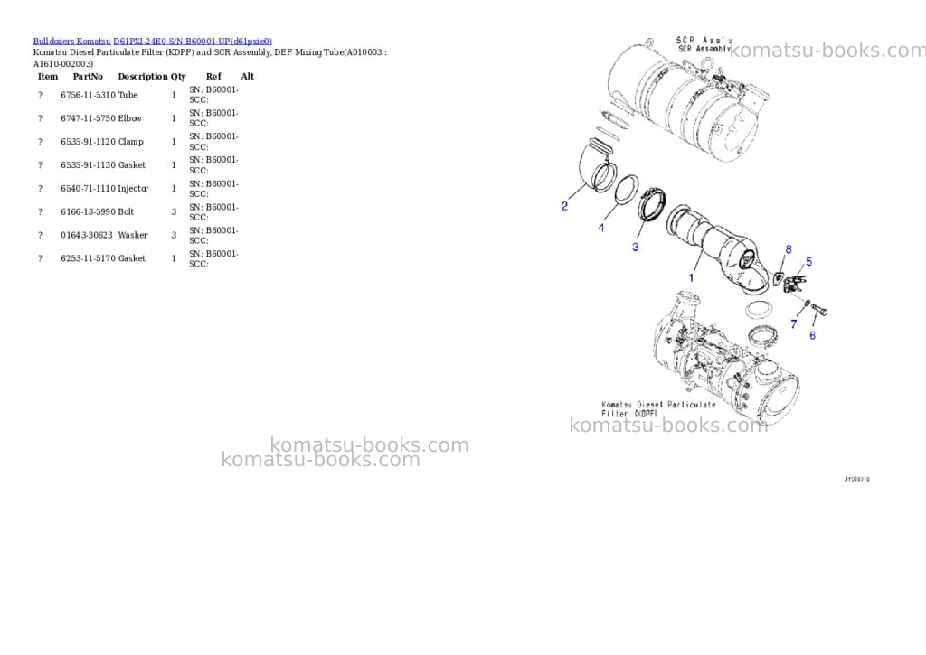 Komatsu D61PXI-24E0 S/N B60001-UP Parts catalog cover Page 10