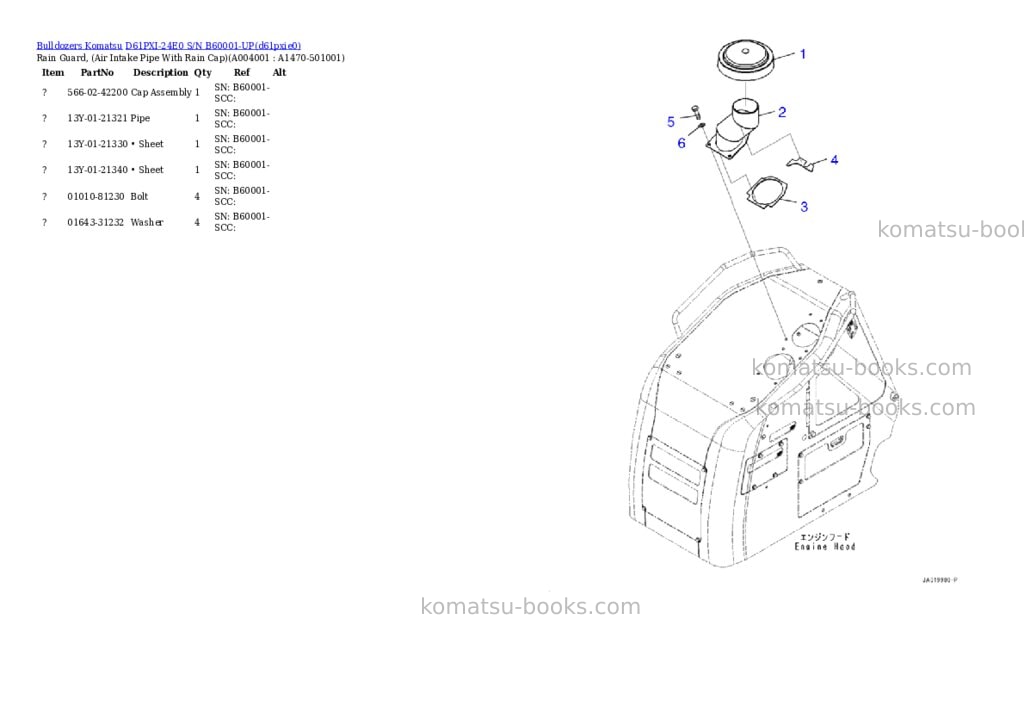 Komatsu D61PXI-24E0 S/N B60001-UP Parts catalog cover Page 2
