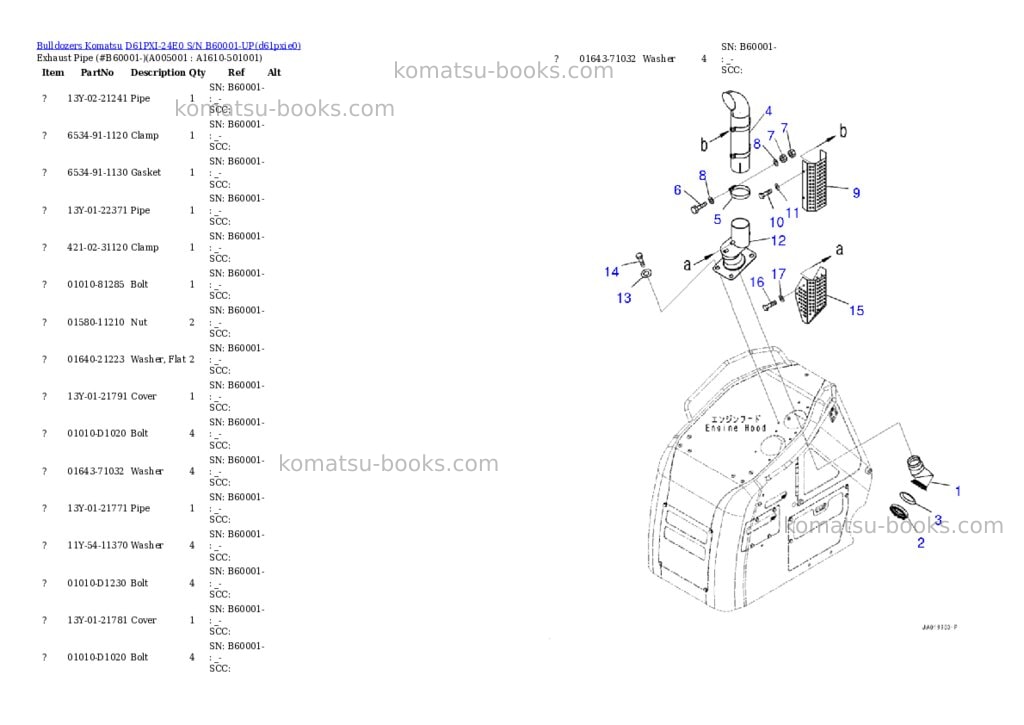 Komatsu D61PXI-24E0 S/N B60001-UP Parts catalog cover Page 3