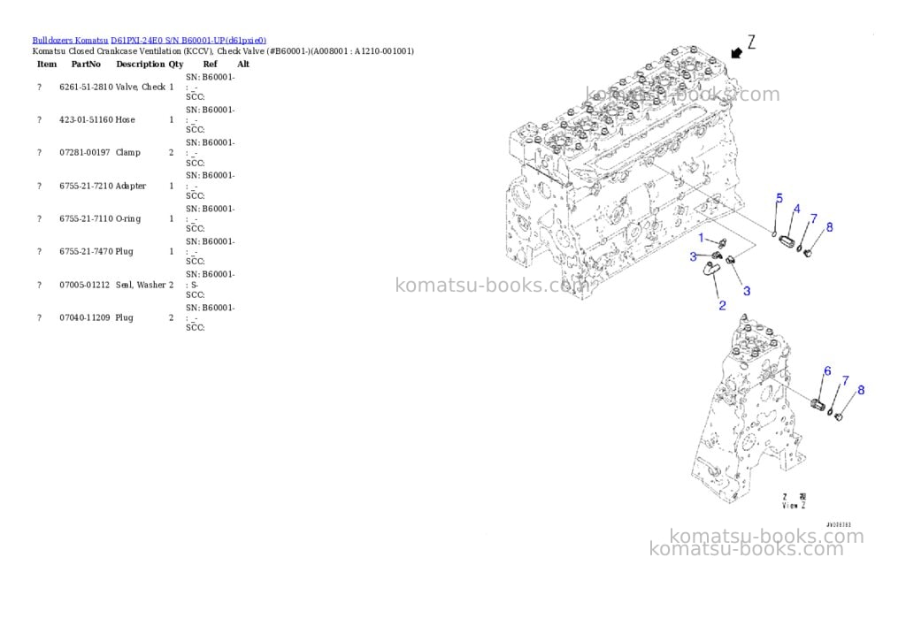 Komatsu D61PXI-24E0 S/N B60001-UP Parts catalog cover Page 6