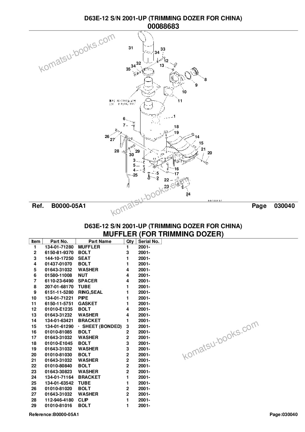 Komatsu d63e-12 s/n 2001-up trimming dozer for china Catalogo ricambi copertina Pagina 6