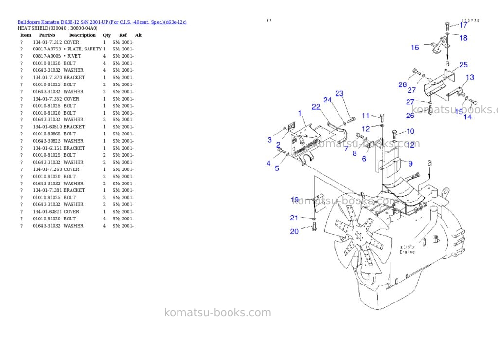Komatsu d63e-12 s/n 2001-up for c.i.s. -40cent. spec. Parts catalog cover Page 3