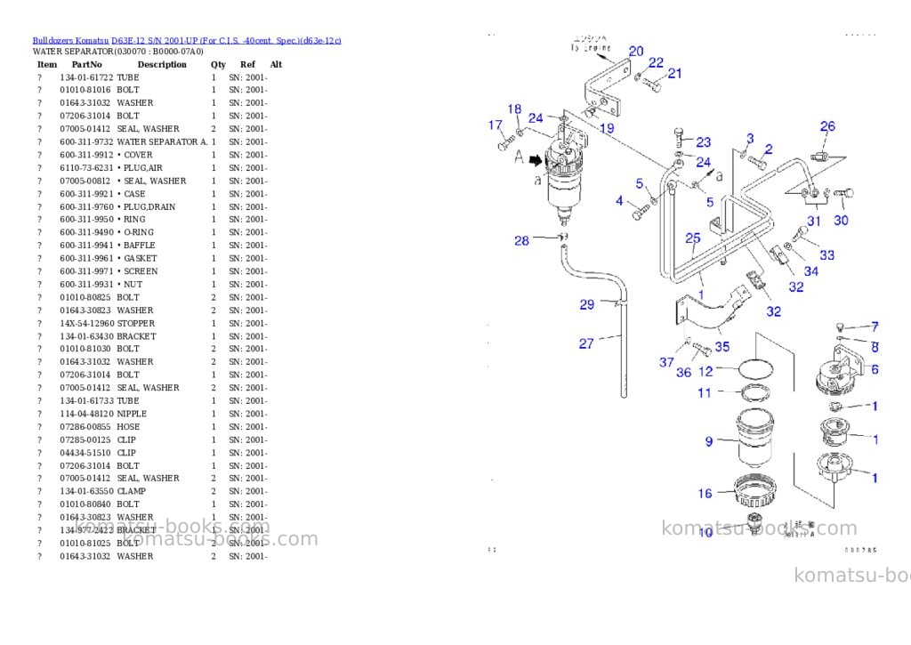 Komatsu d63e-12 s/n 2001-up for c.i.s. -40cent. spec. Parts catalog cover Page 6