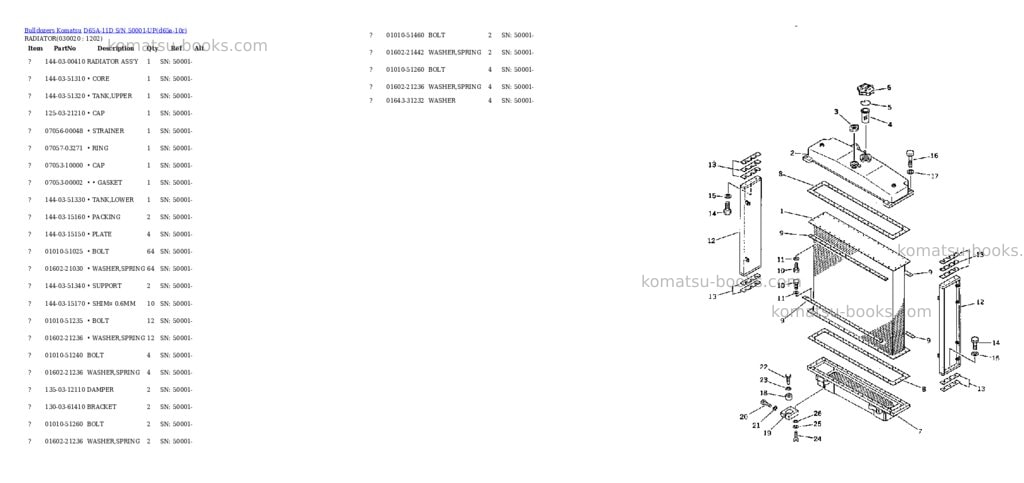 Komatsu d65a-11d s/n 50001-up Parts catalog cover