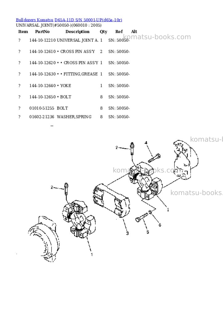 Komatsu d65a-11d s/n 50001-up Parts catalog cover Page 10