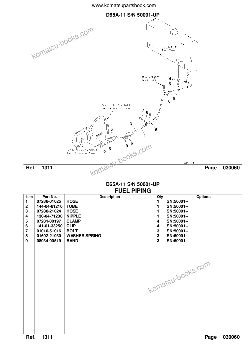 Komatsu d65a-11 s/n 50001-up Parts catalog cover Page 10