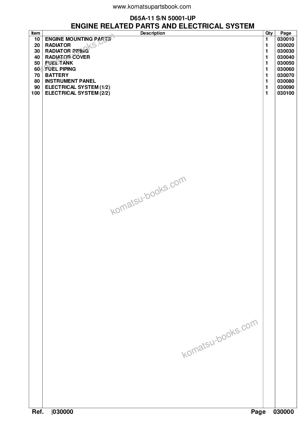 Komatsu d65a-11 s/n 50001-up Parts catalog cover Page 2