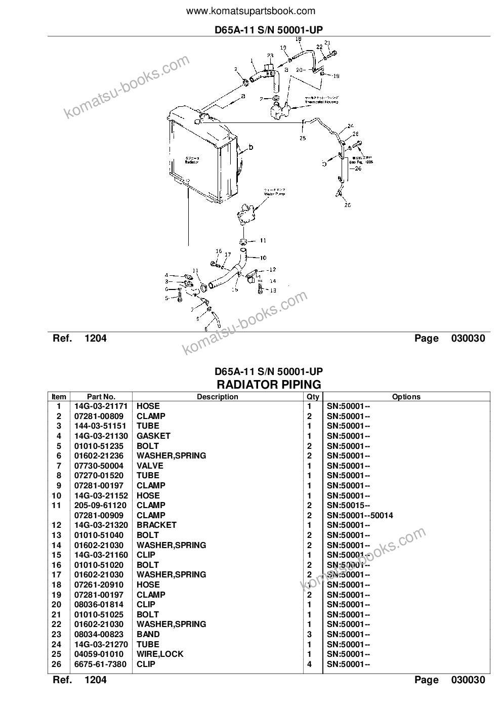 Komatsu d65a-11 s/n 50001-up Parts catalog cover Page 6