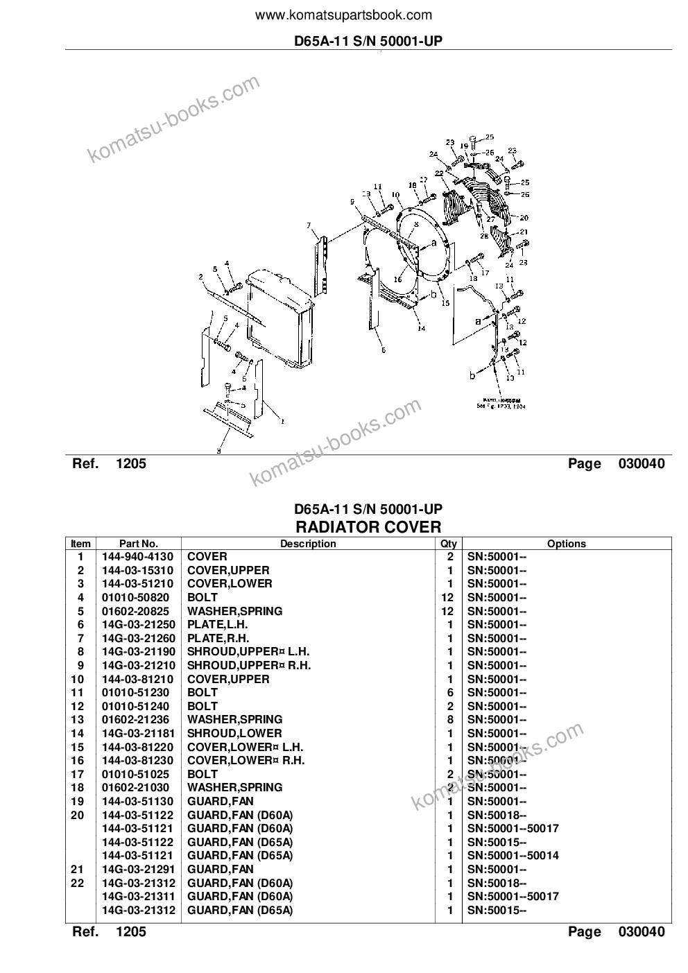 Komatsu d65a-11 s/n 50001-up Parts catalog cover Page 7