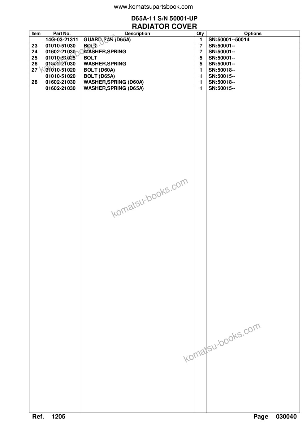 Komatsu d65a-11 s/n 50001-up Parts catalog cover Page 8
