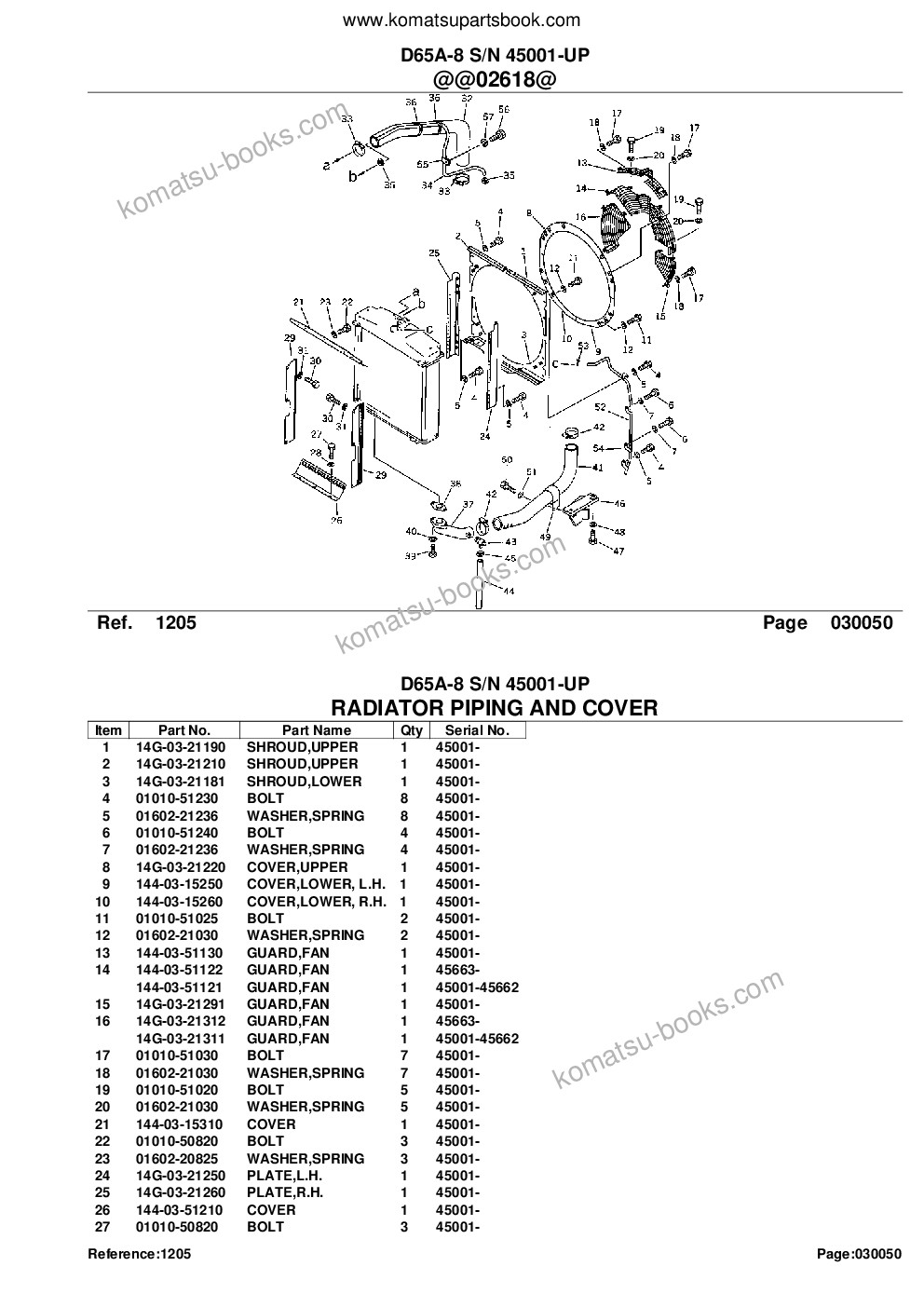 Komatsu D65A-8 S/N 45001-UP Parts catalog cover Page 10