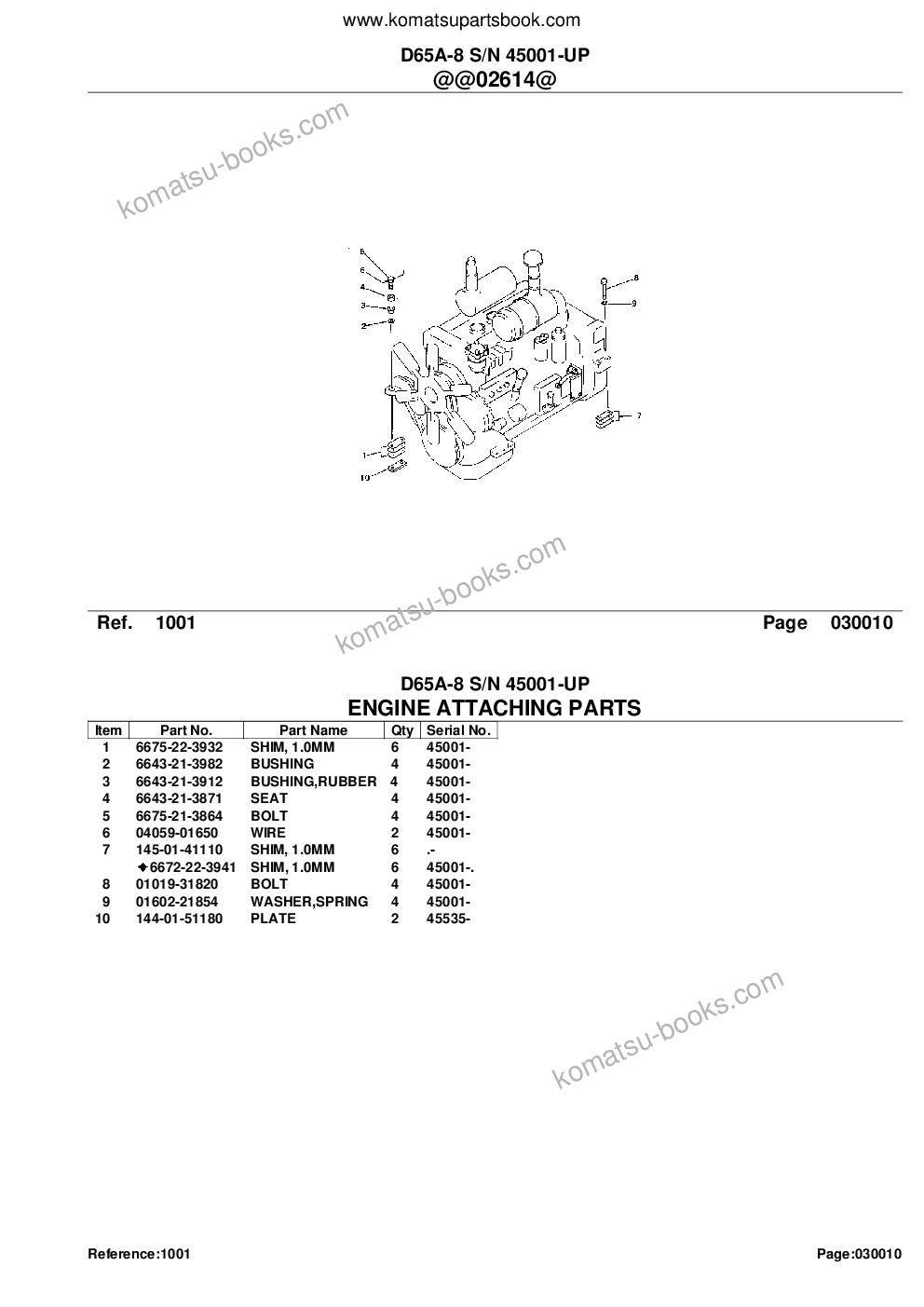 Komatsu D65A-8 S/N 45001-UP Parts catalog cover Page 3