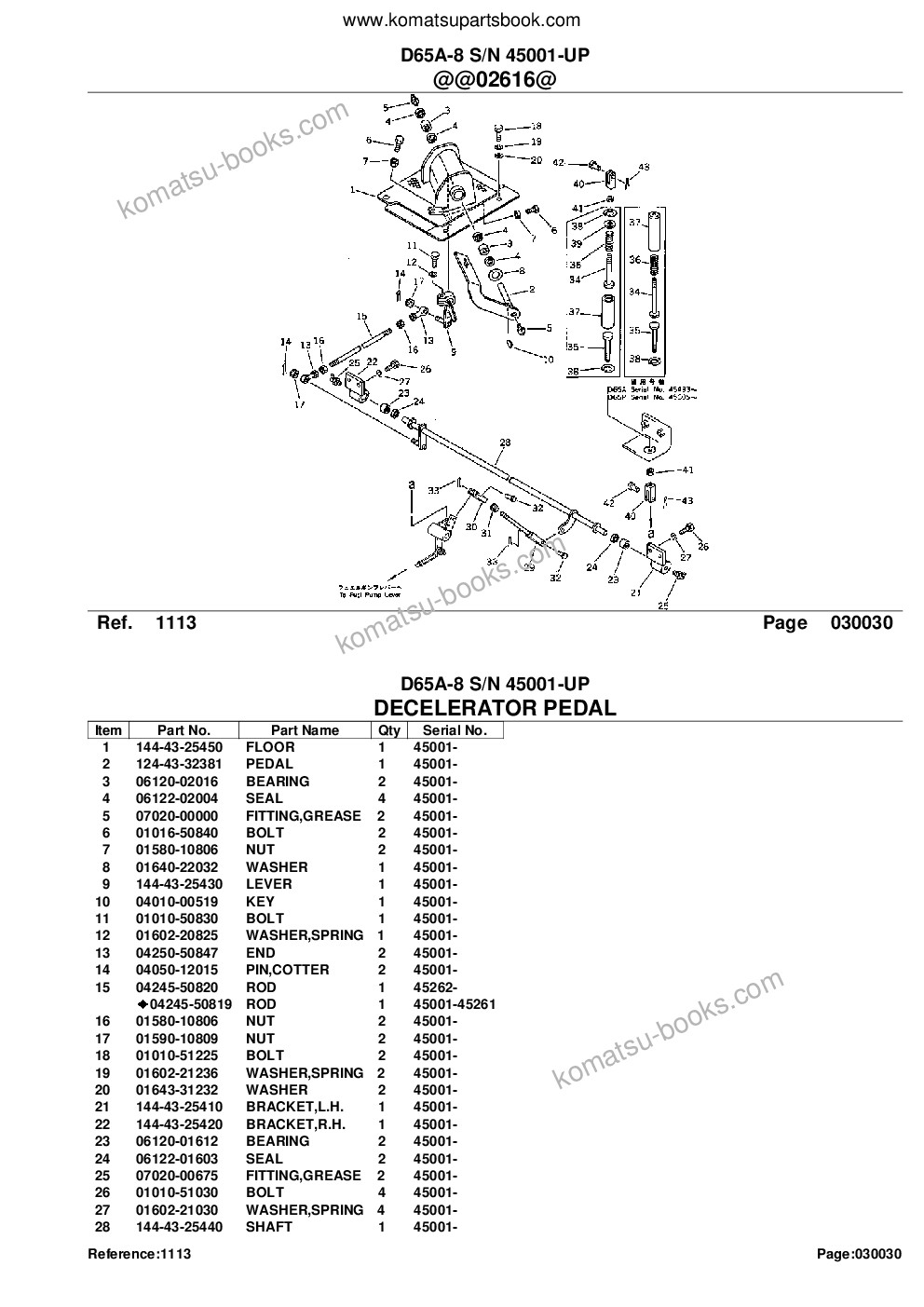Komatsu D65A-8 S/N 45001-UP Parts catalog cover Page 6