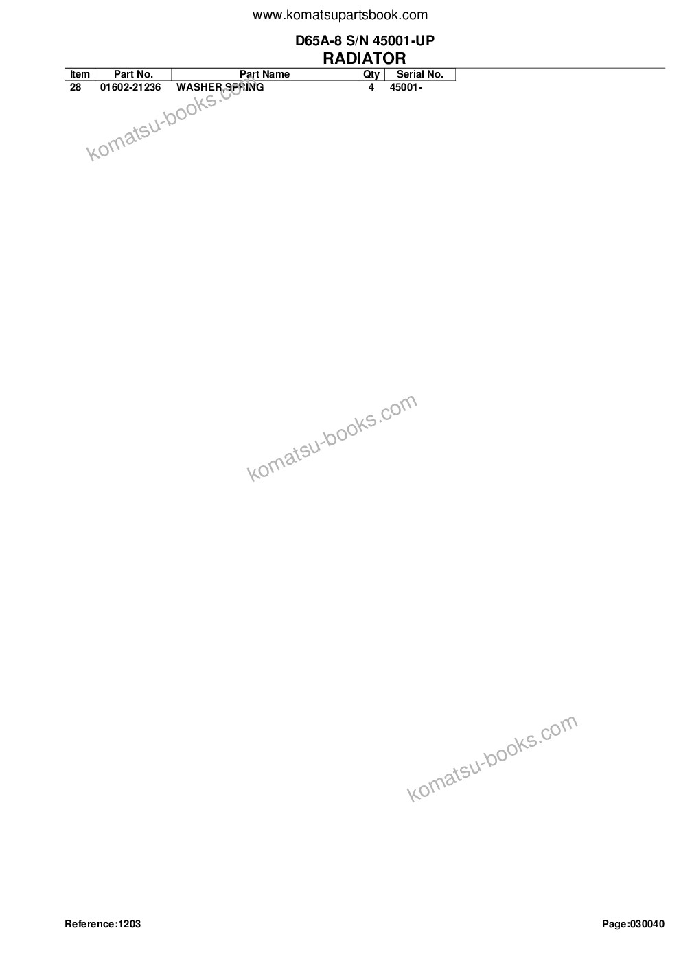 Komatsu D65A-8 S/N 45001-UP Parts catalog cover Page 9