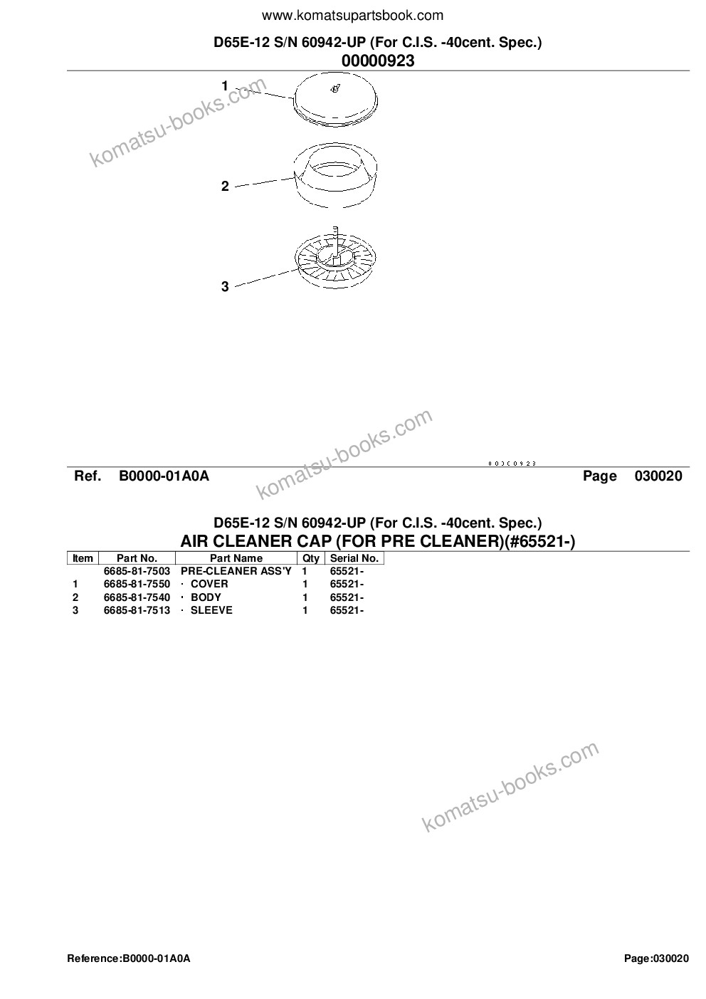 Komatsu d65e-12 s/n 60942-up for c.i.s. -40cent. spec. Parts catalog cover Page 4 Komatsu d65e-12 s/n 60942-up for c.i.s. -40cent. spec. Parts catalog cover Page 4