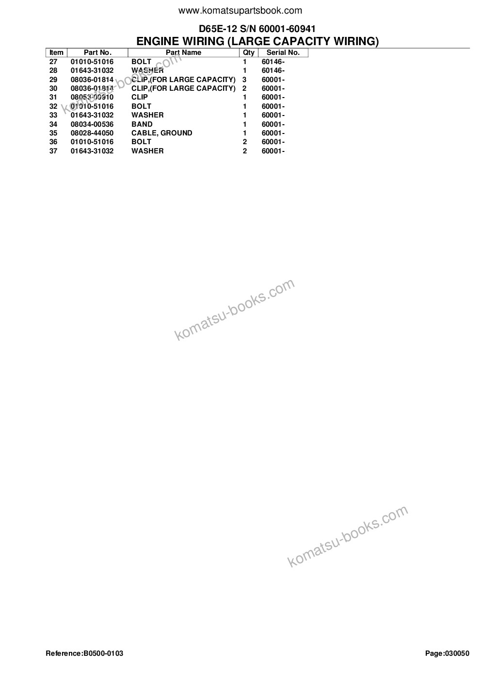 Komatsu D65E-12 S/N 60001-60941 Parts catalog cover Page 10