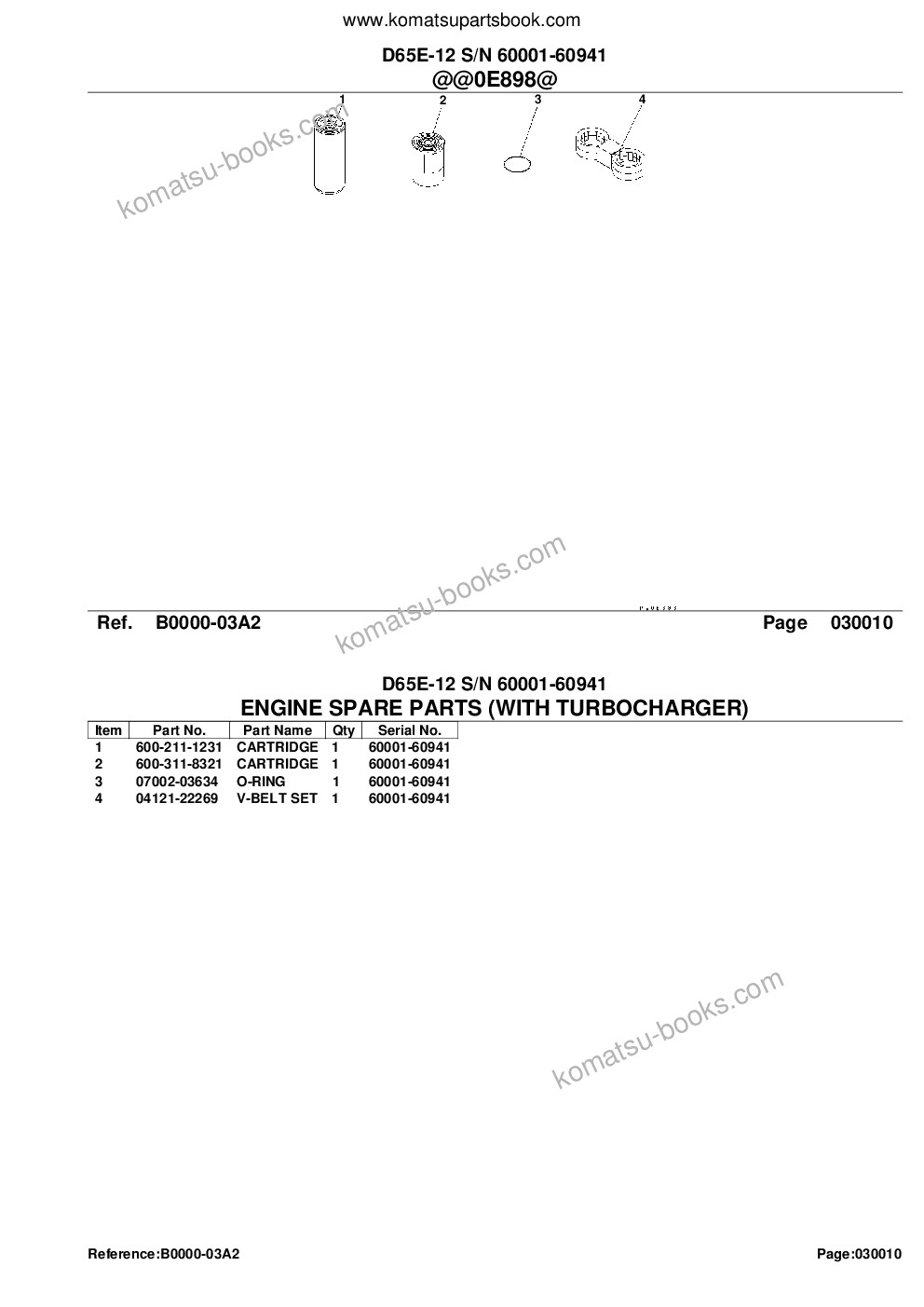 Komatsu D65E-12 S/N 60001-60941 Parts catalog cover Page 3