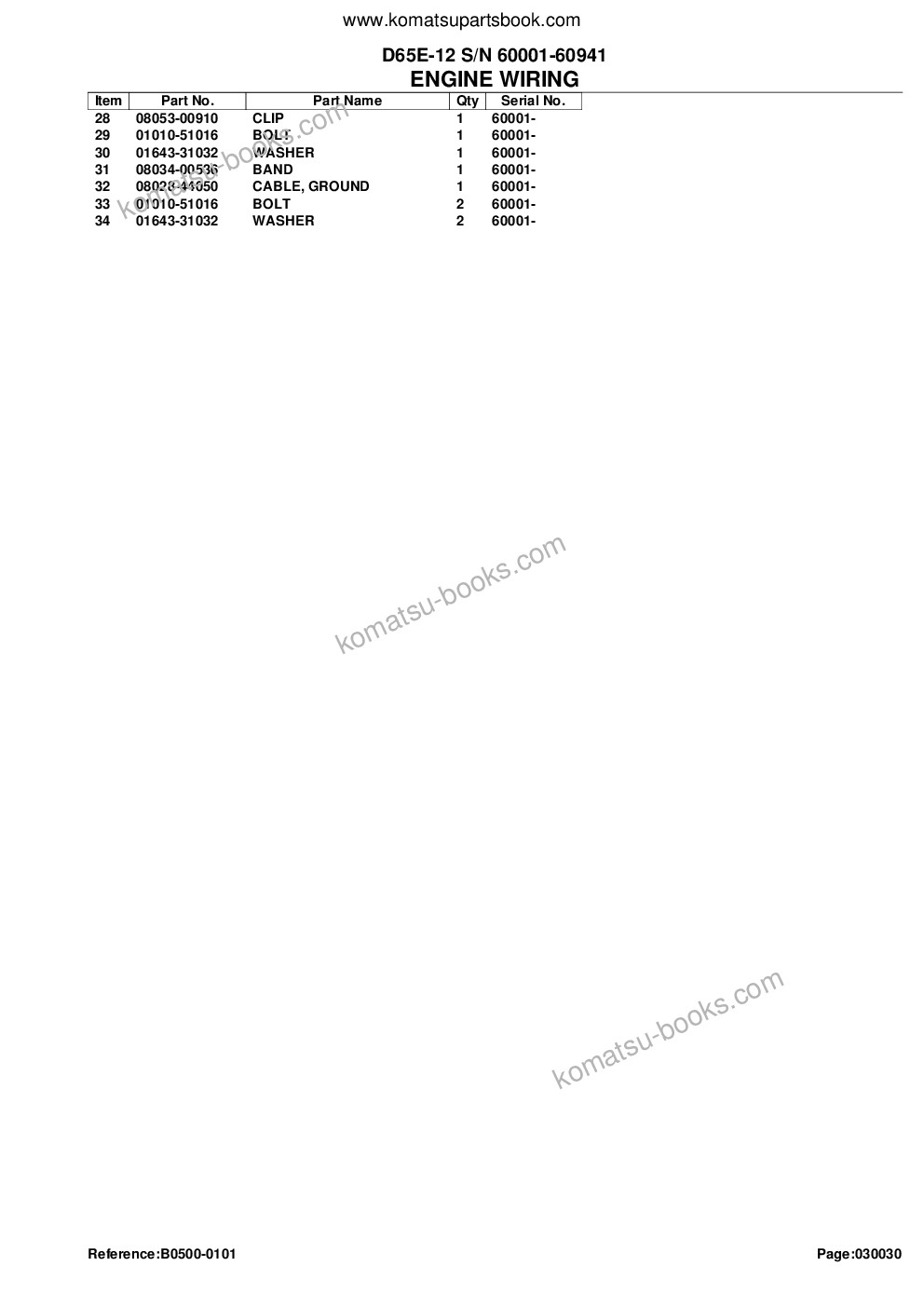 Komatsu D65E-12 S/N 60001-60941 Parts catalog cover Page 6